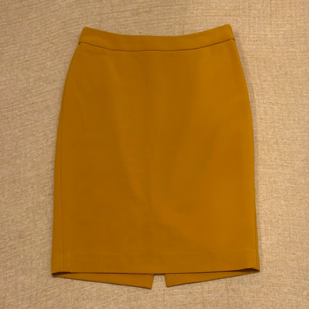 Mustard Yellow‎ Pencil Skirt Knee-Length Work Style